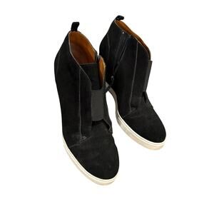 Linea paolo SZ 11 black Suede wedge sneaker heel women’s casual streetwear shoes